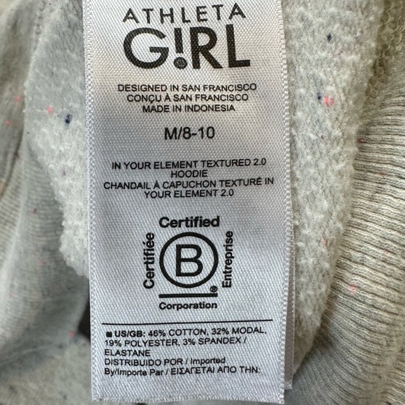 Athleta Girl In Your Element Textured 2.0 Hoodie in Oatmeal Multi Sz M 8-10 - Picture 8 of 12